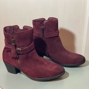 Earth Origins by EARTH "Tori" Merlot Suede Ankle Western Boho Booties Size 9M